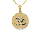 Ohm And Lotcus Flower Reversible Charm Pendant Necklace in 14K Yellow Gold with Chain